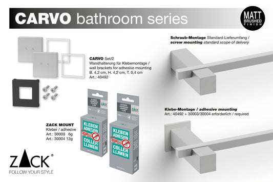 Zack Carvo Wall Bracket Set/2 — Matt Brushed Stainless Steel