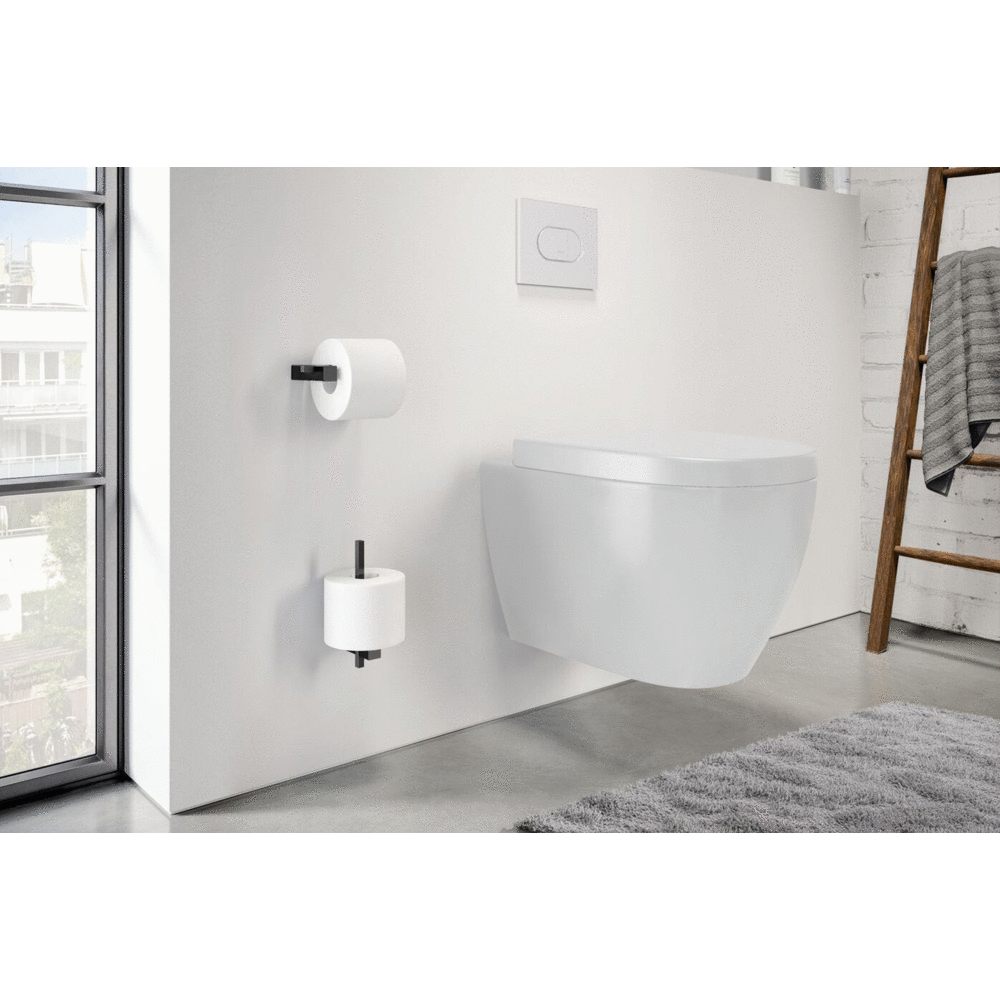 Zack Carvo Powder Coated Black Stainless Steel Spare Toilet Roll Holder 40501