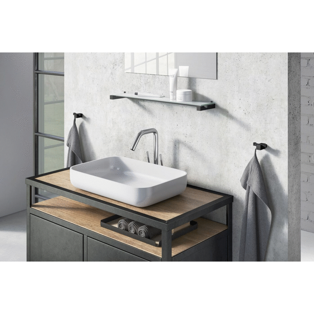 Zack Carvo Powder Coated Black Stainless Steel Bathroom Shelf 40506