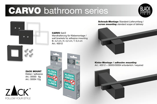 Zack Carvo Wall Bracket Set/2 — Powder-Coated Black