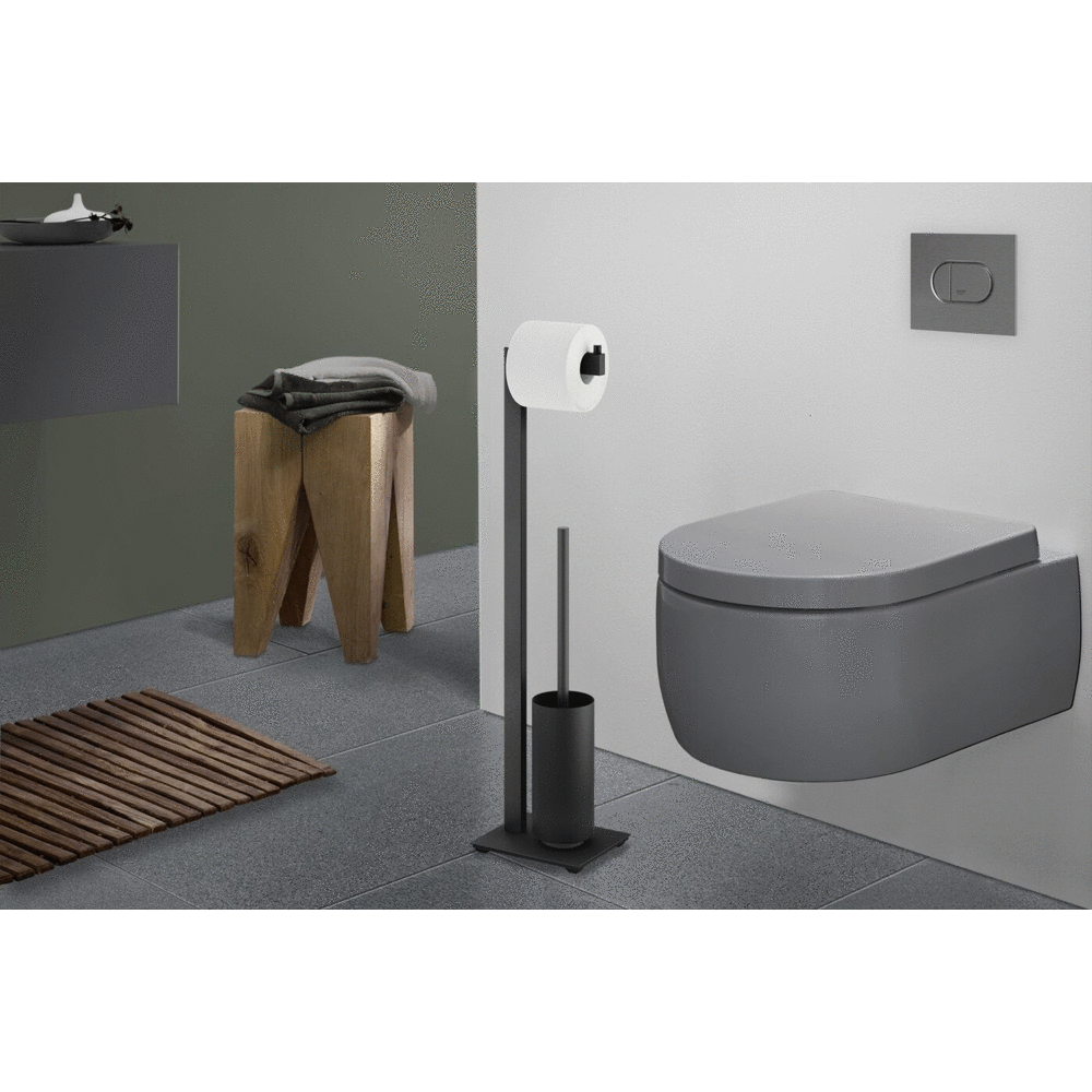 Zack Linea Black Stainless Steel Toilet Butler 40572