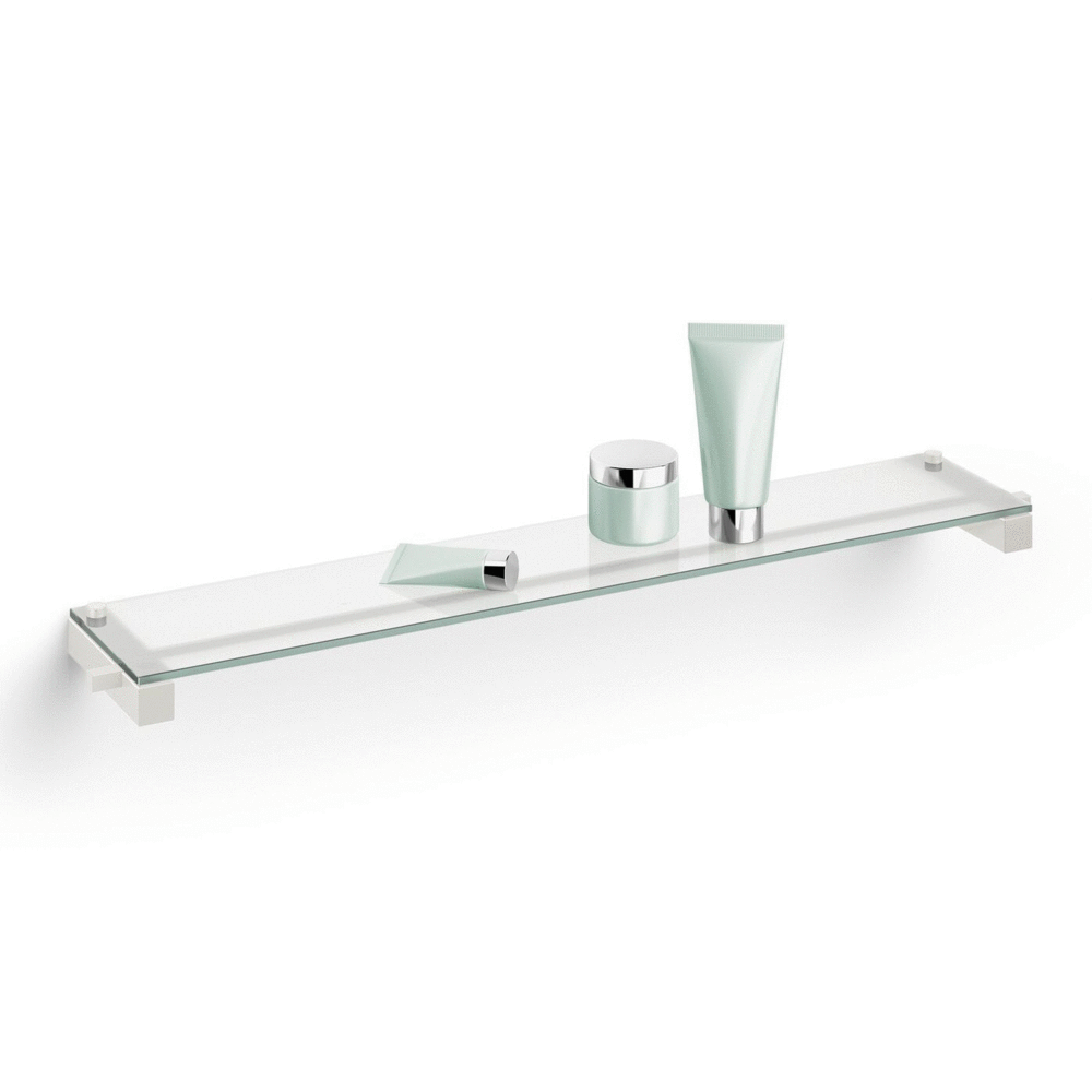 Zack Carvo White Stainless Steel & Glass Bathroom Shelf 40816