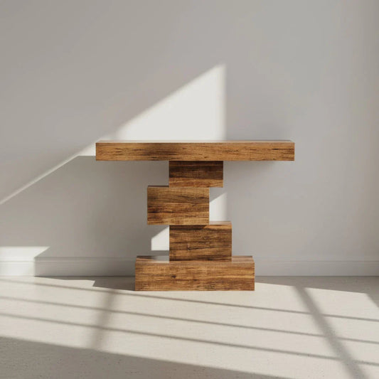107cm Farmhouse Console Table | Geometric Base Sofa & Accent Table
