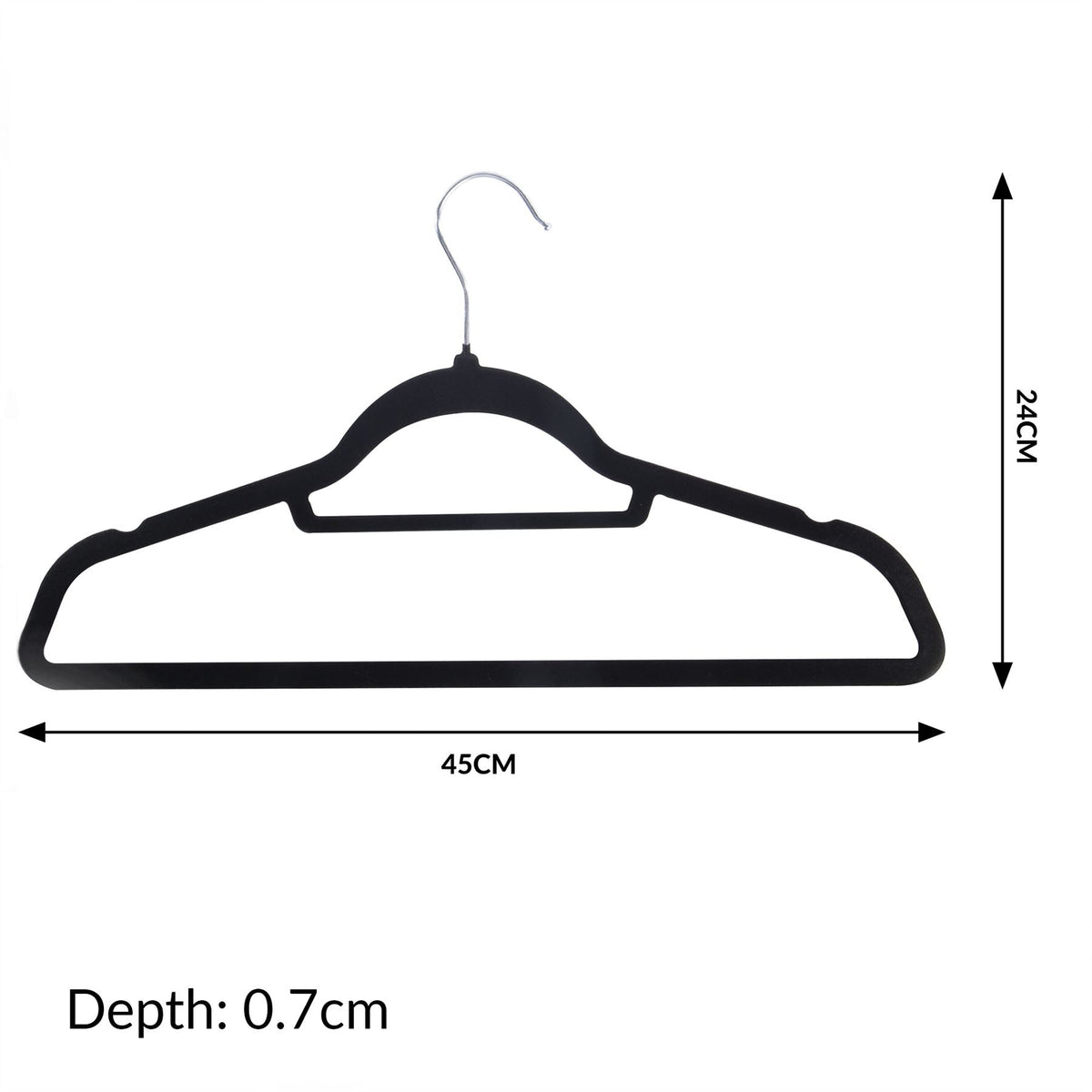 Maison & White Velvet Coat Hangers, Black, Pack of 50