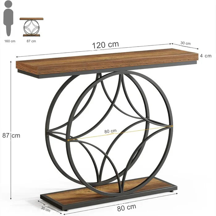 120cm Industrial 2-Tier Console Table | Geometric Metal Frame