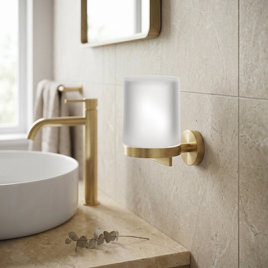 Smedbo Home Wall Soap Dispenser HV361 Brushed Brass & Frosted Glass