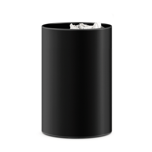 Zack Civos Black Stainless Steel Round 37.5 cm Waste Paper Basket 50508