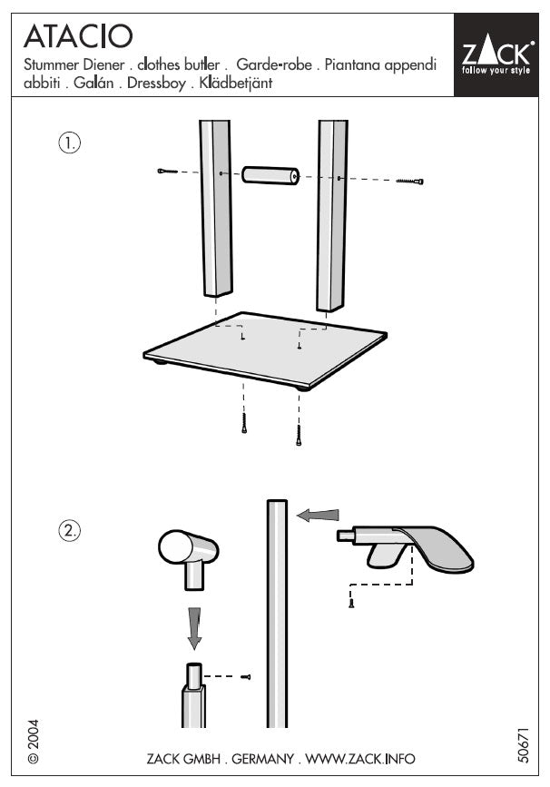 Zack Atacio Premium Brushed Steel Valet Stand - Luxury Clothes Butler