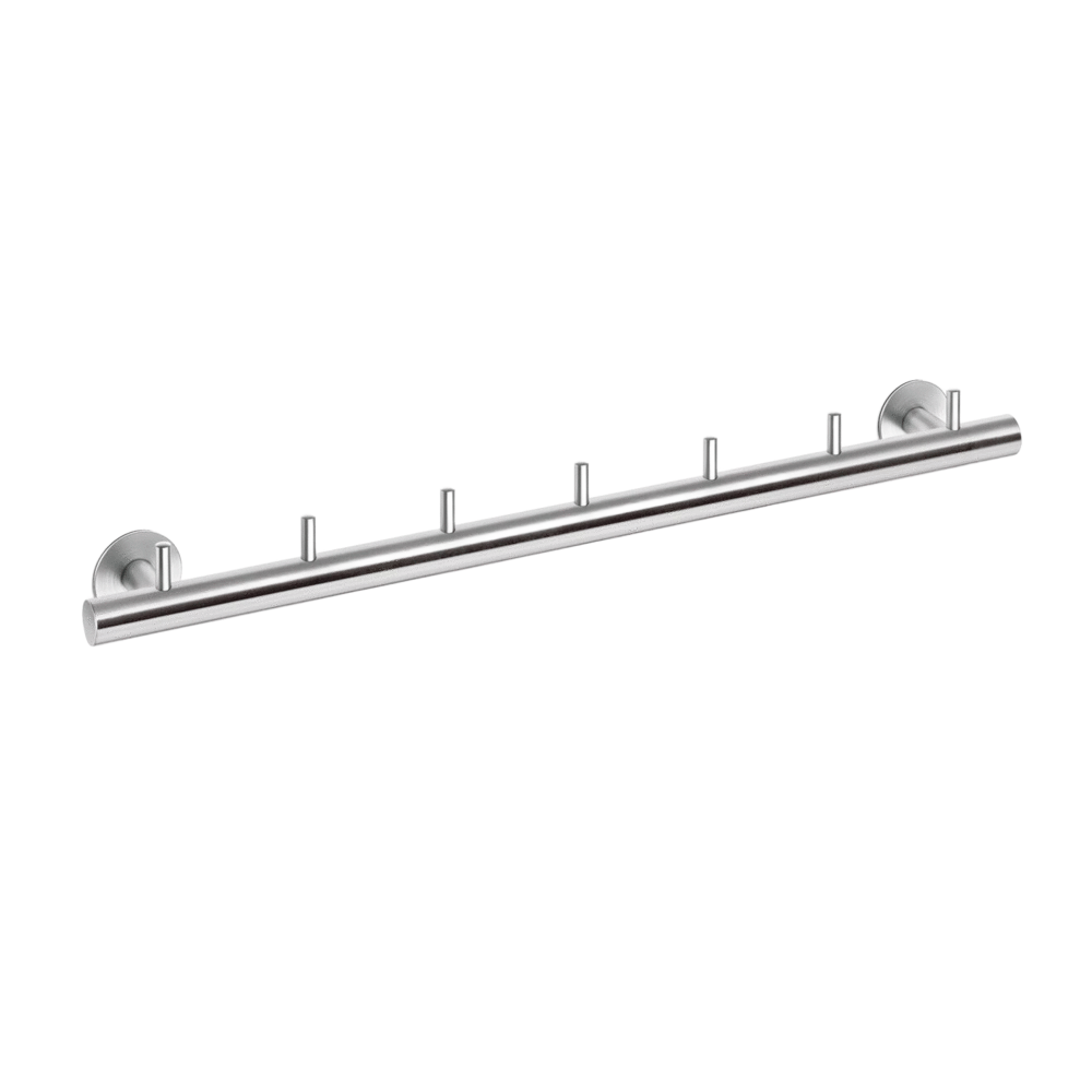 Zack Altro Brushed Stainless Steel 7-Hook Wall Coat Rack 50673