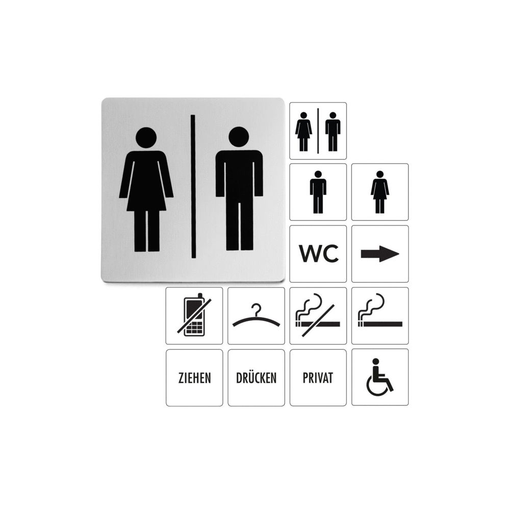 Zack Indici Premium Brushed Steel Unisex Signage - Contemporary Wayfinding Solution 50712