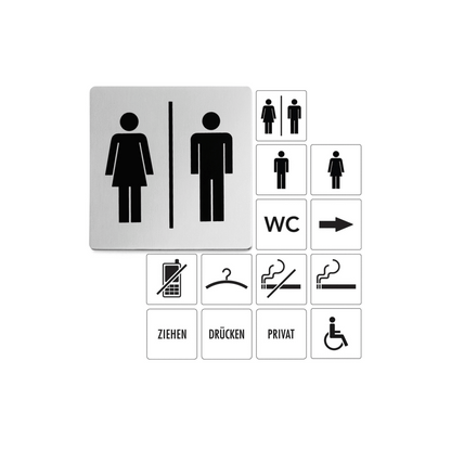 Zack Indici Brushed Stainless Steel Information Sign - Unisex 50712