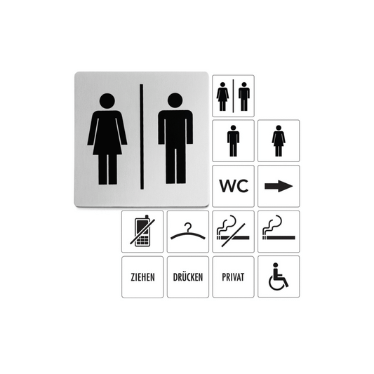 Zack Indici Premium Brushed Steel Unisex Signage - Contemporary Wayfinding Solution 50712