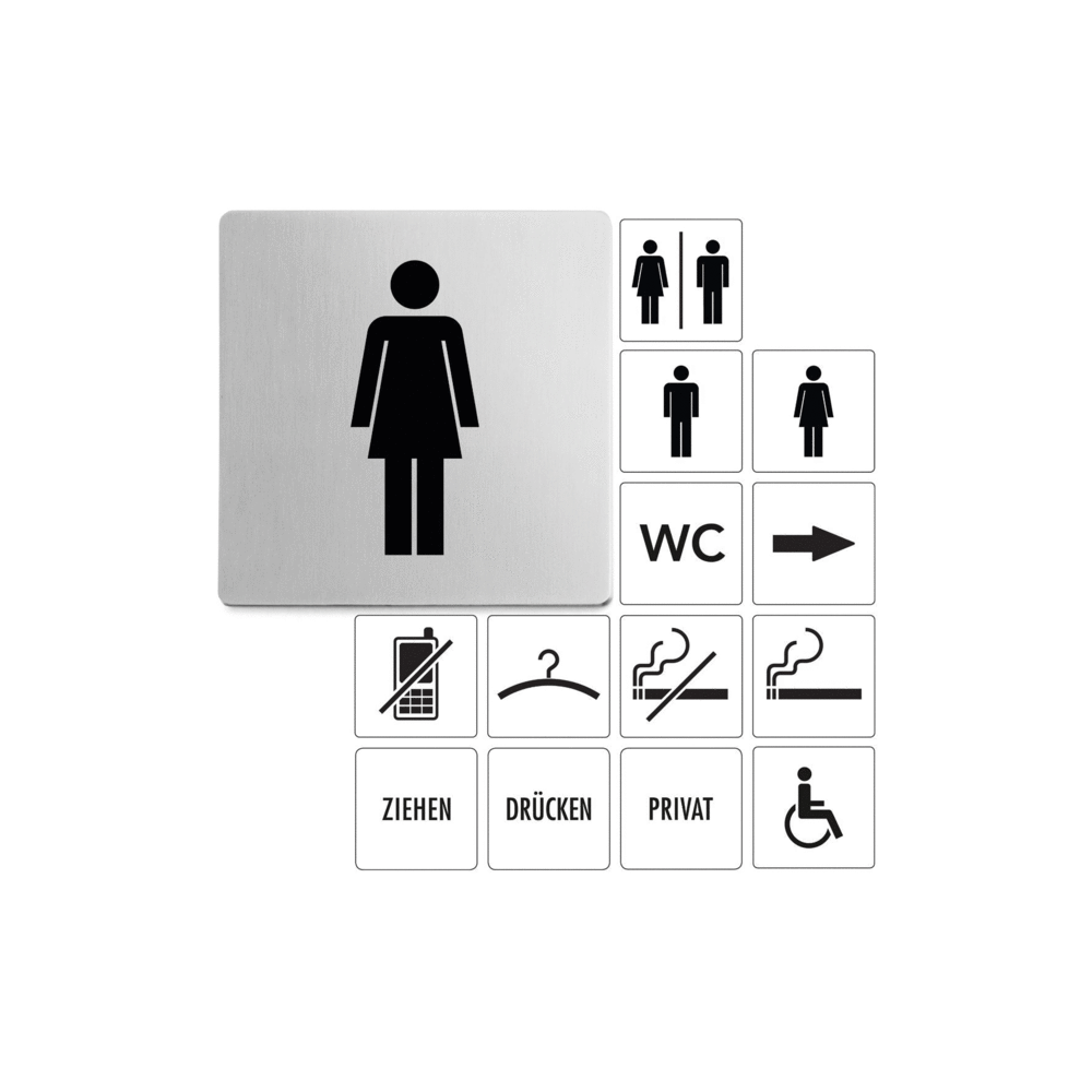 Zack Indici Premium Brushed Steel Women's Information Sign