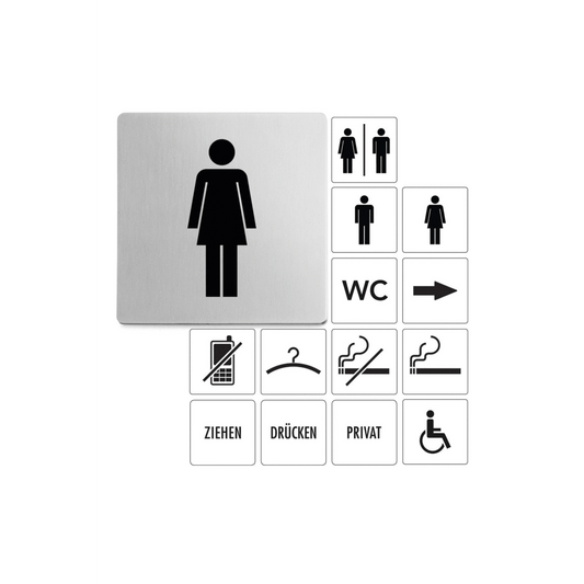 Zack Indici Premium Brushed Steel Women's Information Sign