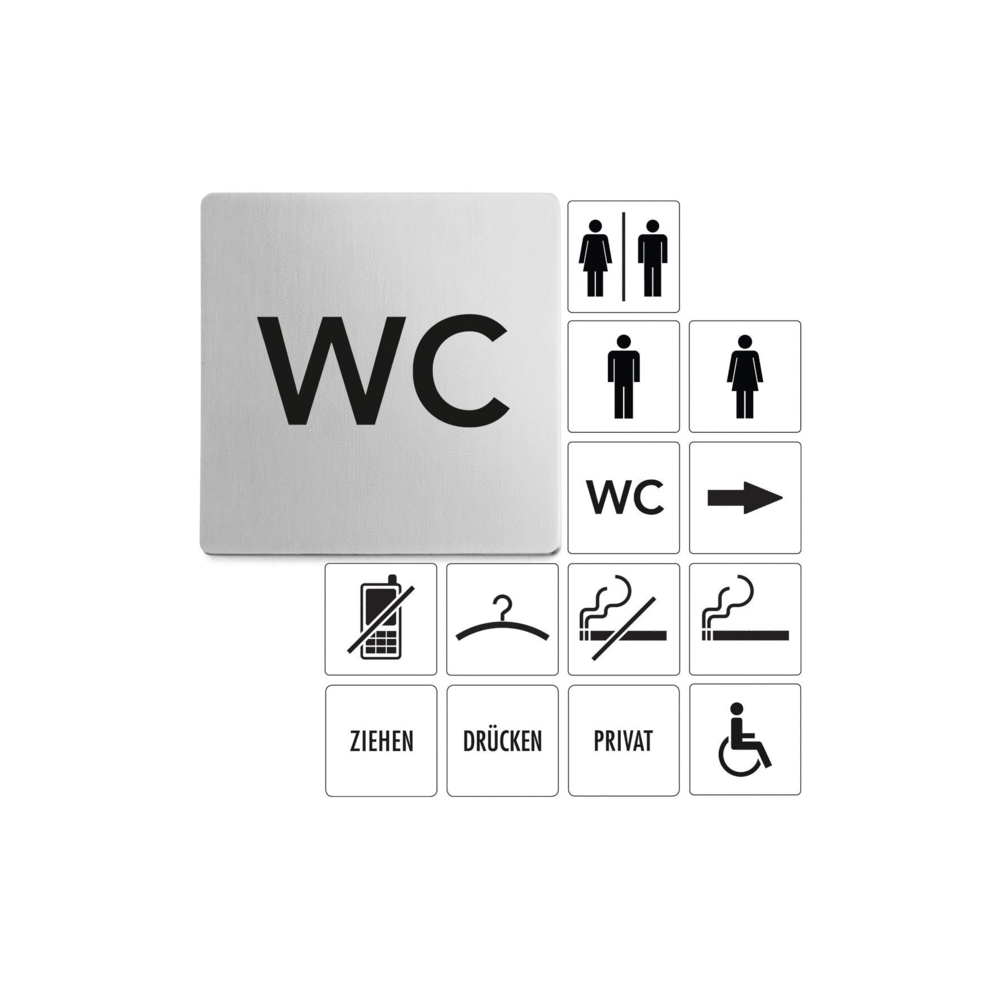 Zack Indici Brushed Stainless Steel Information Sign - WC 50715