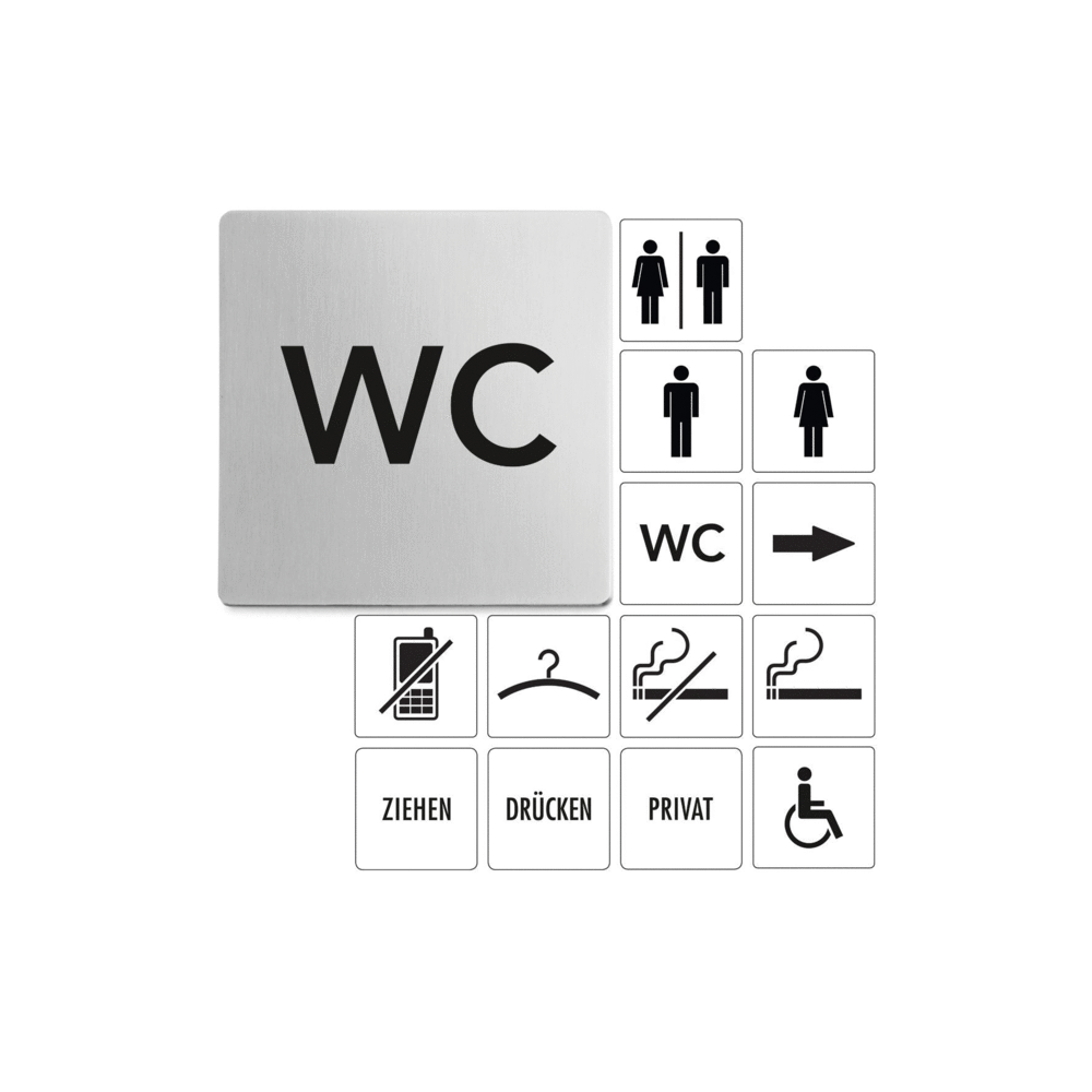 Premium Zack Indici Brushed Stainless Steel WC Information Sign - Model 50715