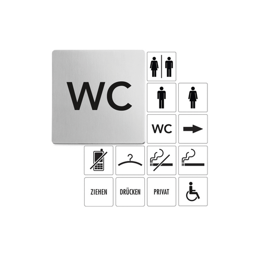 Premium Zack Indici Brushed Stainless Steel WC Information Sign - Model 50715