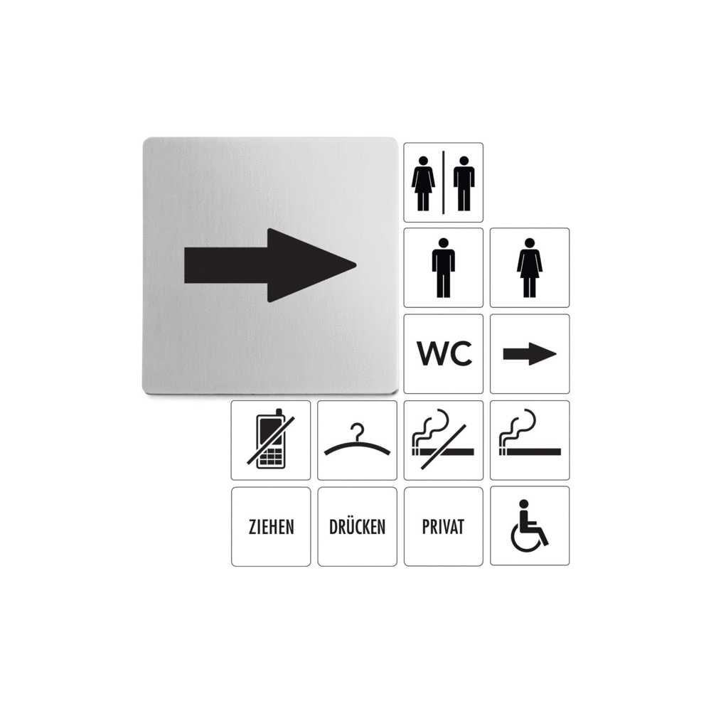 Zack Indici Premium Arrow Directional Sign - Brushed Steel 50716