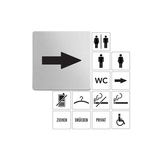 Zack Indici Premium Arrow Directional Sign - Brushed Steel 50716