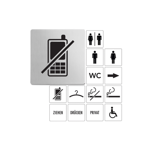 Zack Indici Premium No Mobile Phones Sign - Brushed Steel Elegance