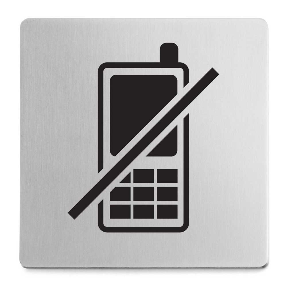 Zack Indici Premium No Mobile Phones Sign - Brushed Steel Elegance