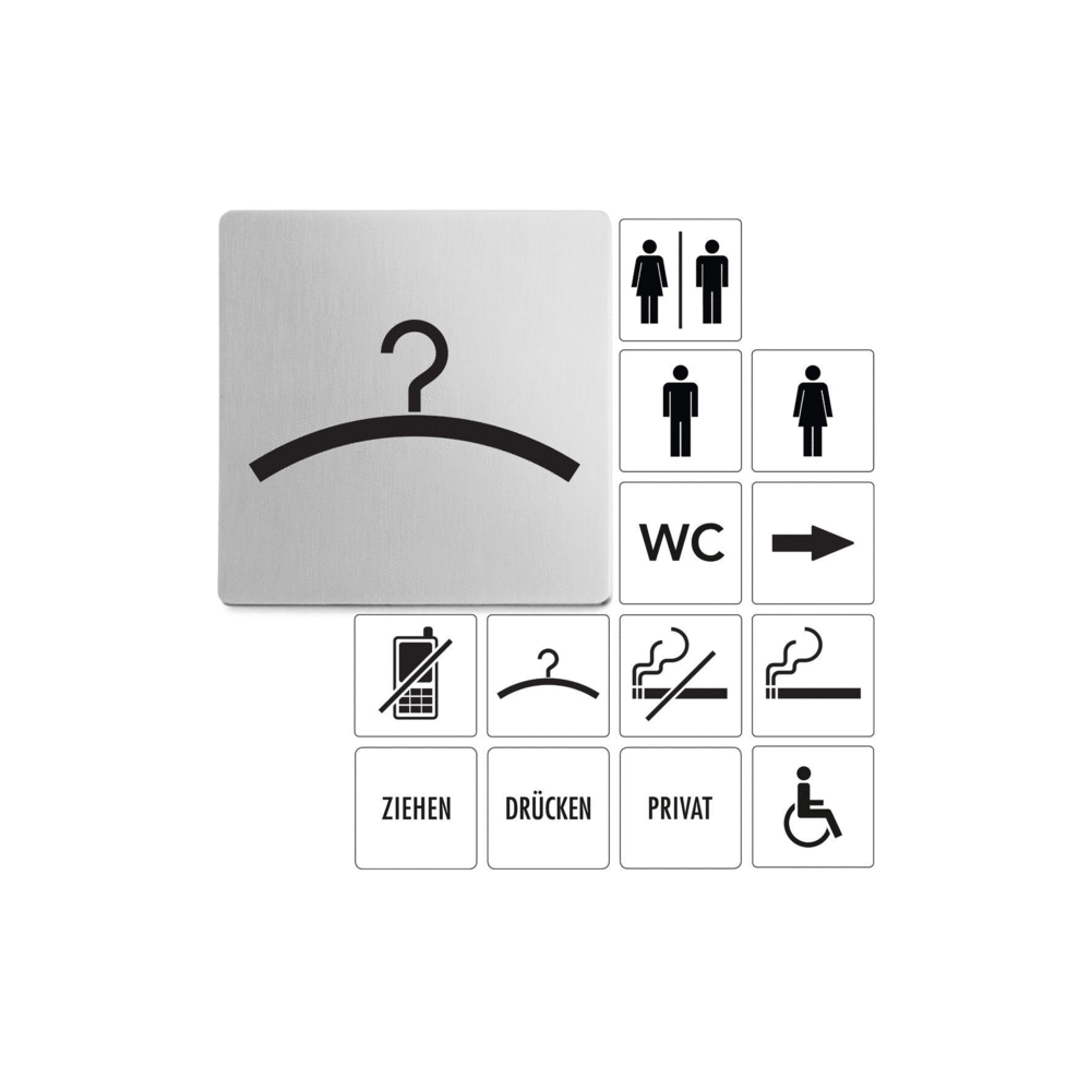 Premium Zack Indici Cloakroom Sign - Brushed Steel Elegance