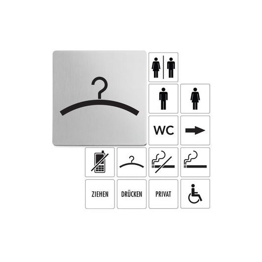Premium Zack Indici Cloakroom Sign - Brushed Steel Elegance