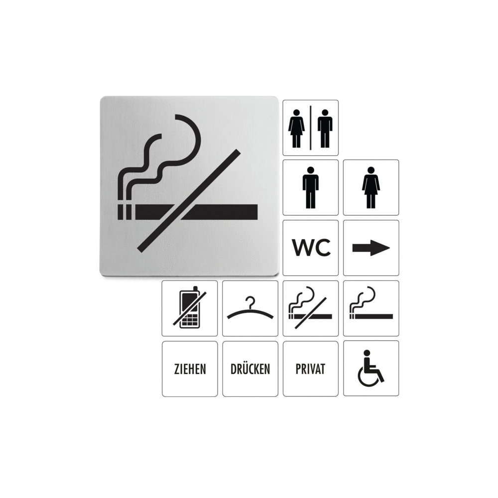 Premium Zack Indici No Smoking Sign - Brushed Stainless Steel 50719