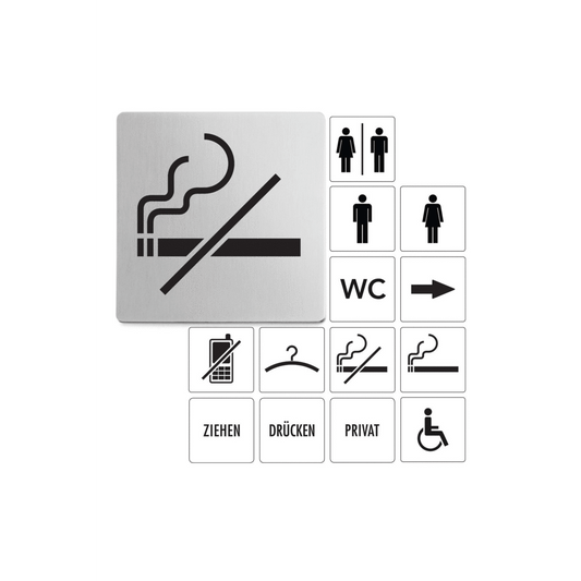 Premium Zack Indici No Smoking Sign - Brushed Stainless Steel 50719