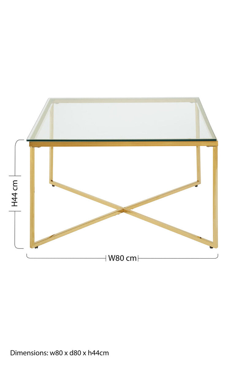 Allure gold square cross base coffee table, additional view