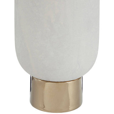 Callie White and Gold Large Pedestal Vase
