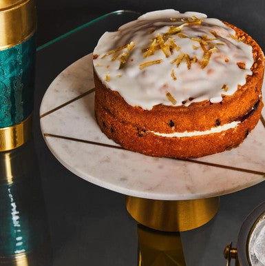 Omari White Marble and Gold Cake Stand