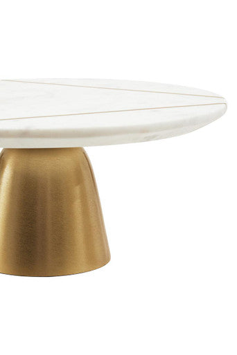 Omari White Marble and Gold Cake Stand