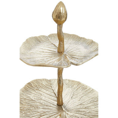 Salma 3-Tier Lotus Leaf Gold Cake Stand