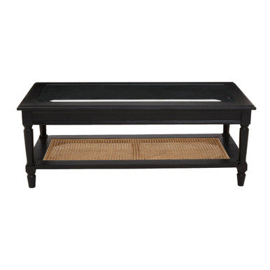 Corso black rattan coffee table, side angle