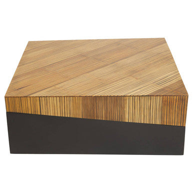 Gabor black and natural bamboo square coffee table, side angle