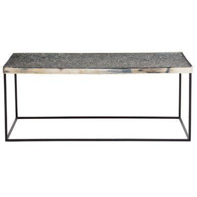 Akola silver metal and glass coffee table, side angle