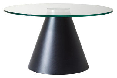 Azalea clear glass round coffee table, side angle