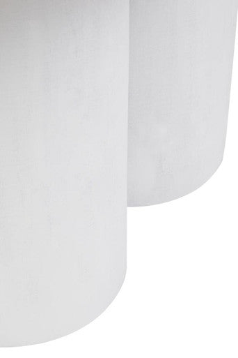 Walsa whitewash mango wood column coffee table, close up view 3