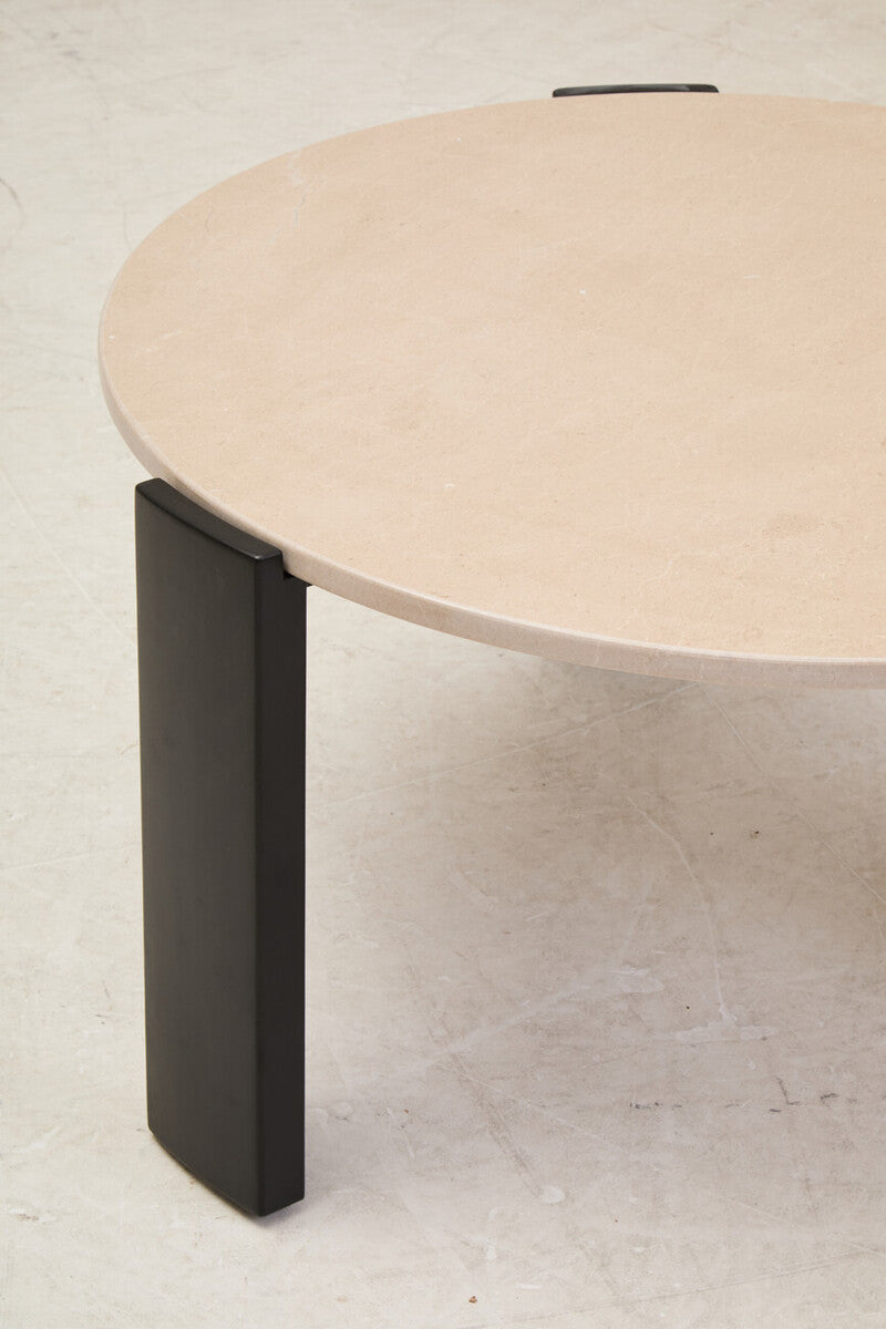 Palermo cream marble round coffee table, base detail