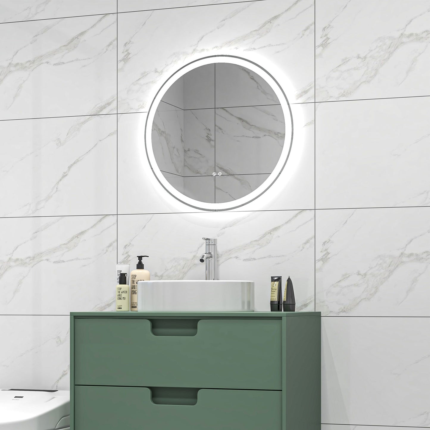 🪞 Kleankin Round LED Bathroom Mirror ✨ Illuminated Wall Mount