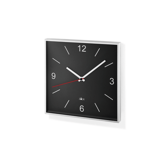 Zack Sillar Brushed Stainless Steel Black Square Wall Clock 60052