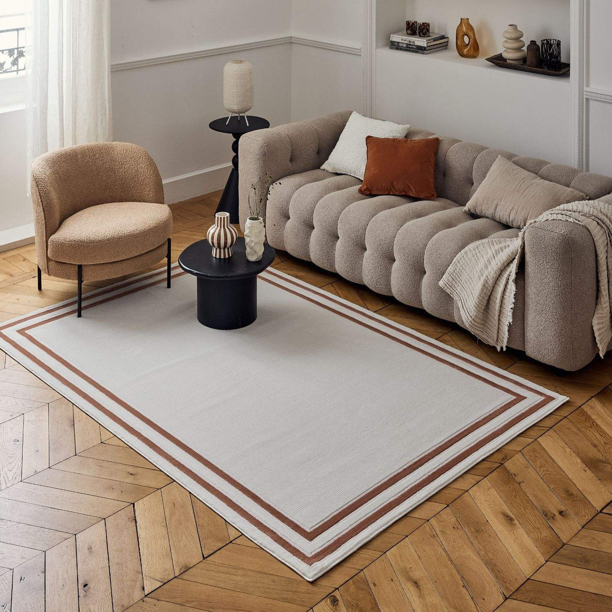 Carmel Cream-Terra Bordered Rug | 6060