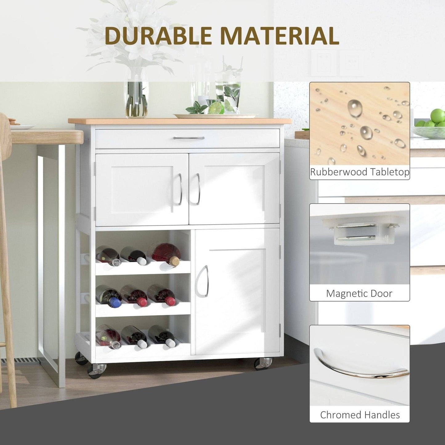 🍽️ Modern Kitchen Trolley - Premium Mobile Storage Cart ✨
