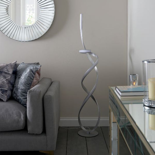 Pagazzi Zkylar LED Spiral Floor Lamp Matt Silver 150 cm