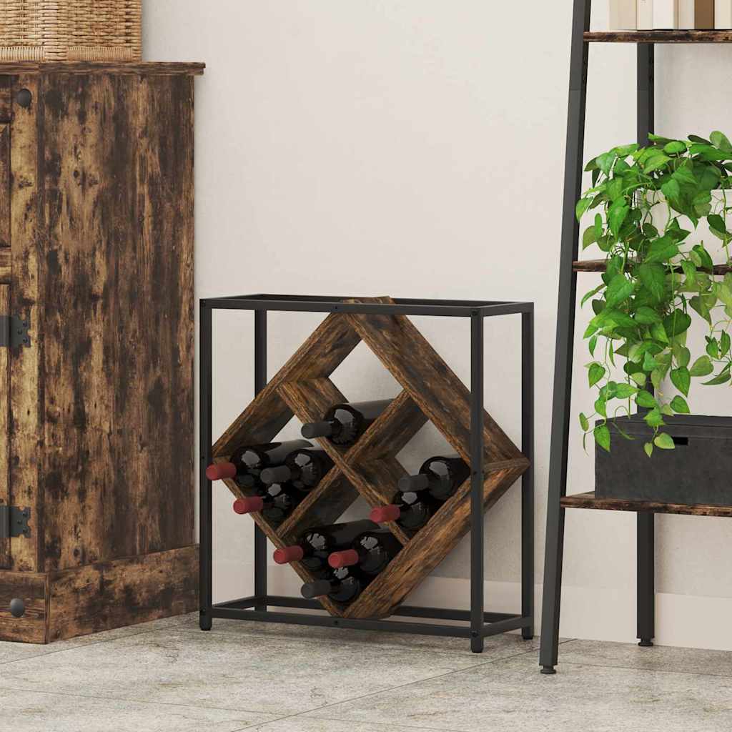 Wine Rack Smoked Oak 51x18x52,5 cm Engineered Wood