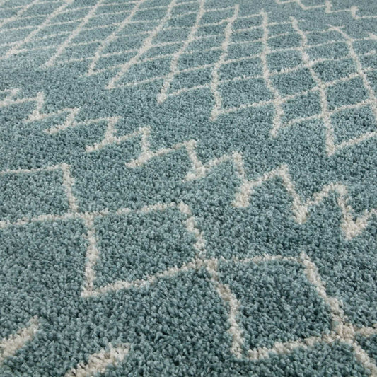 Moroccan Duck Egg Blue Shaggy Rug | 950