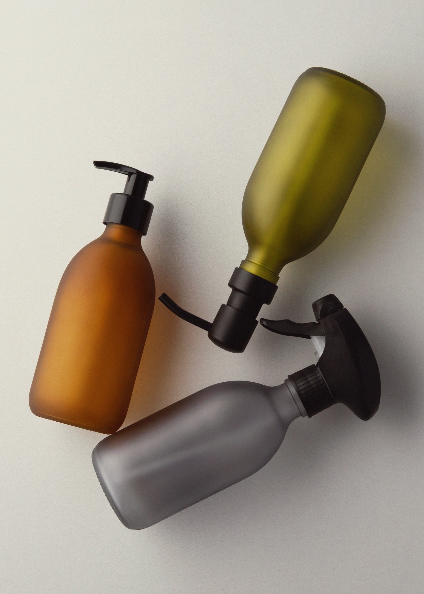 Frosted Amber Glass Pump Bottle