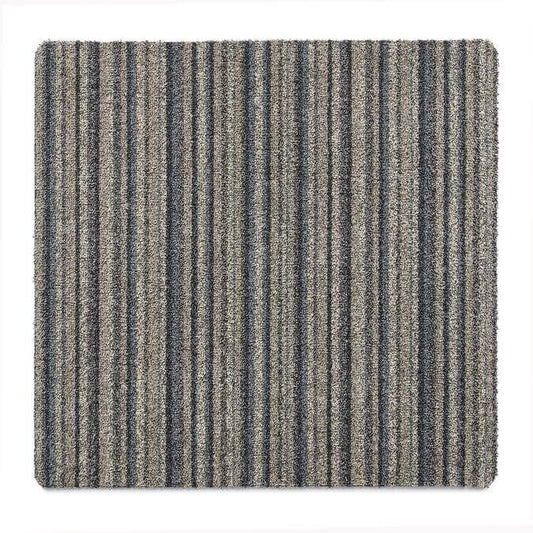 Textured rug with striped pattern on a white background
