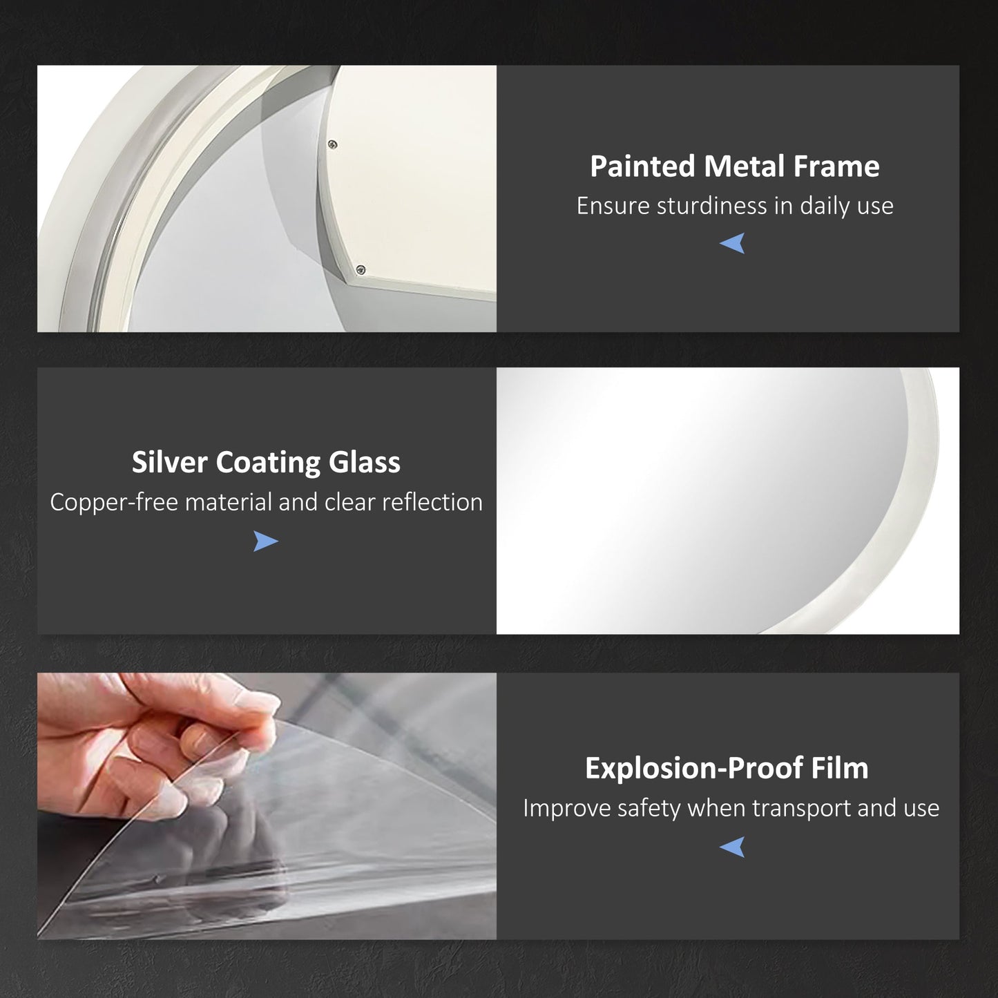 🪞 Kleankin Round LED Bathroom Mirror ✨ Illuminated Wall Mount with Bright Lighting